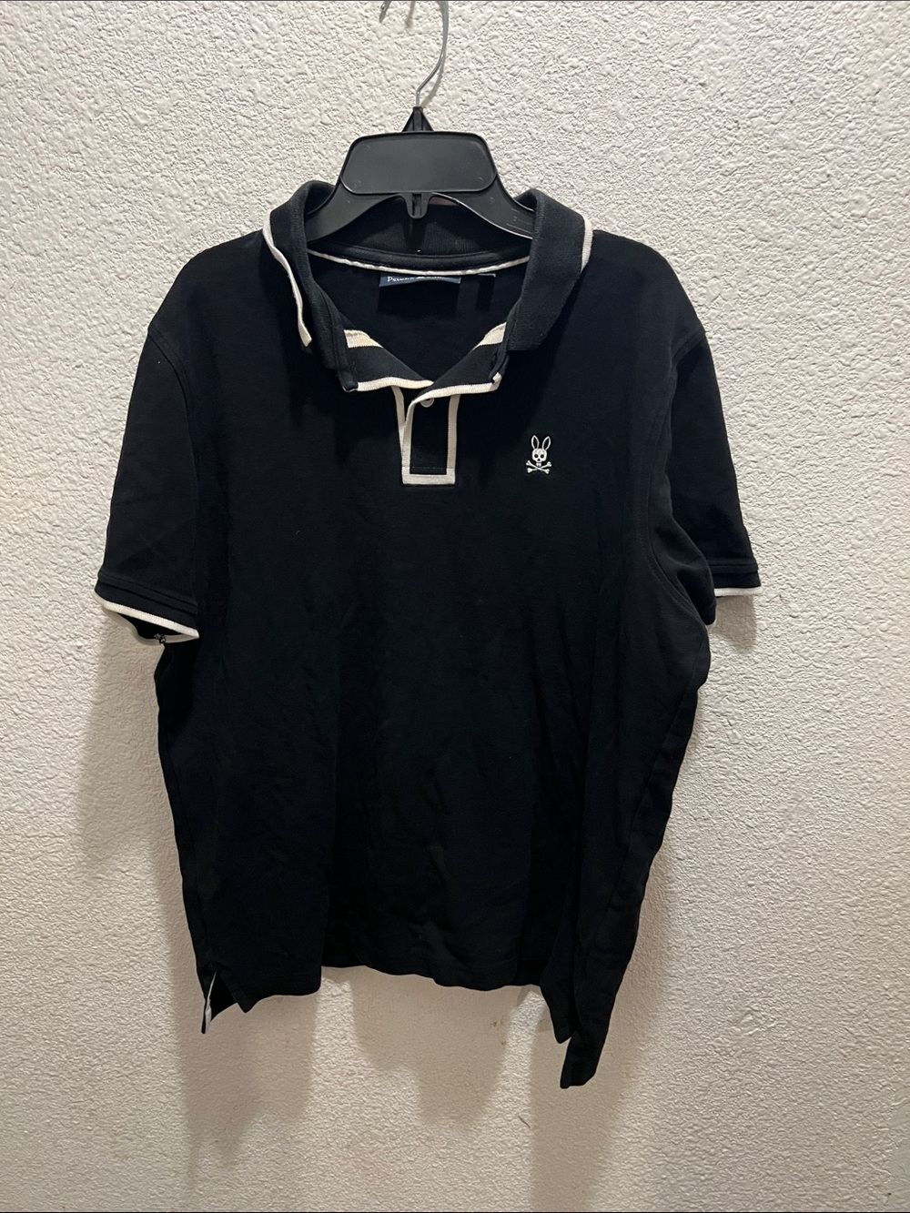 Psycho Bunny Black Polo with White Trim and Embroidered Logo